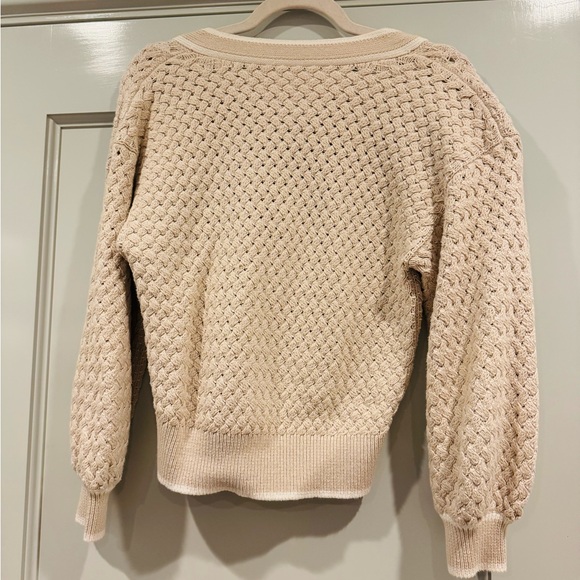 NWT Veronica Beard Kylean Cotton Knit Cardigan Sweater Top Cream White Sm 4 6 - Picture 9 of 10